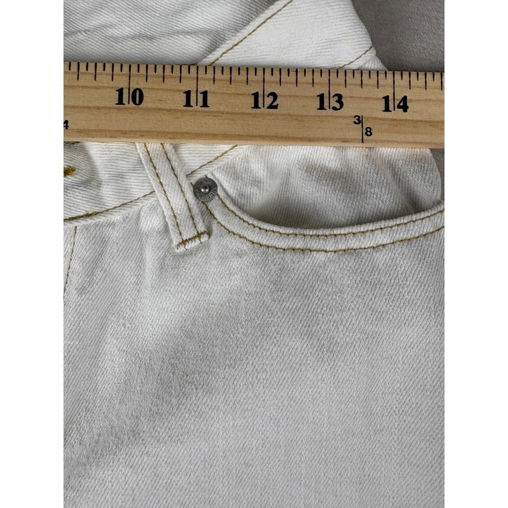 Ann Andelman White Wide Leg Split Hem Denim Jeans Asymmetrical Seams Womens